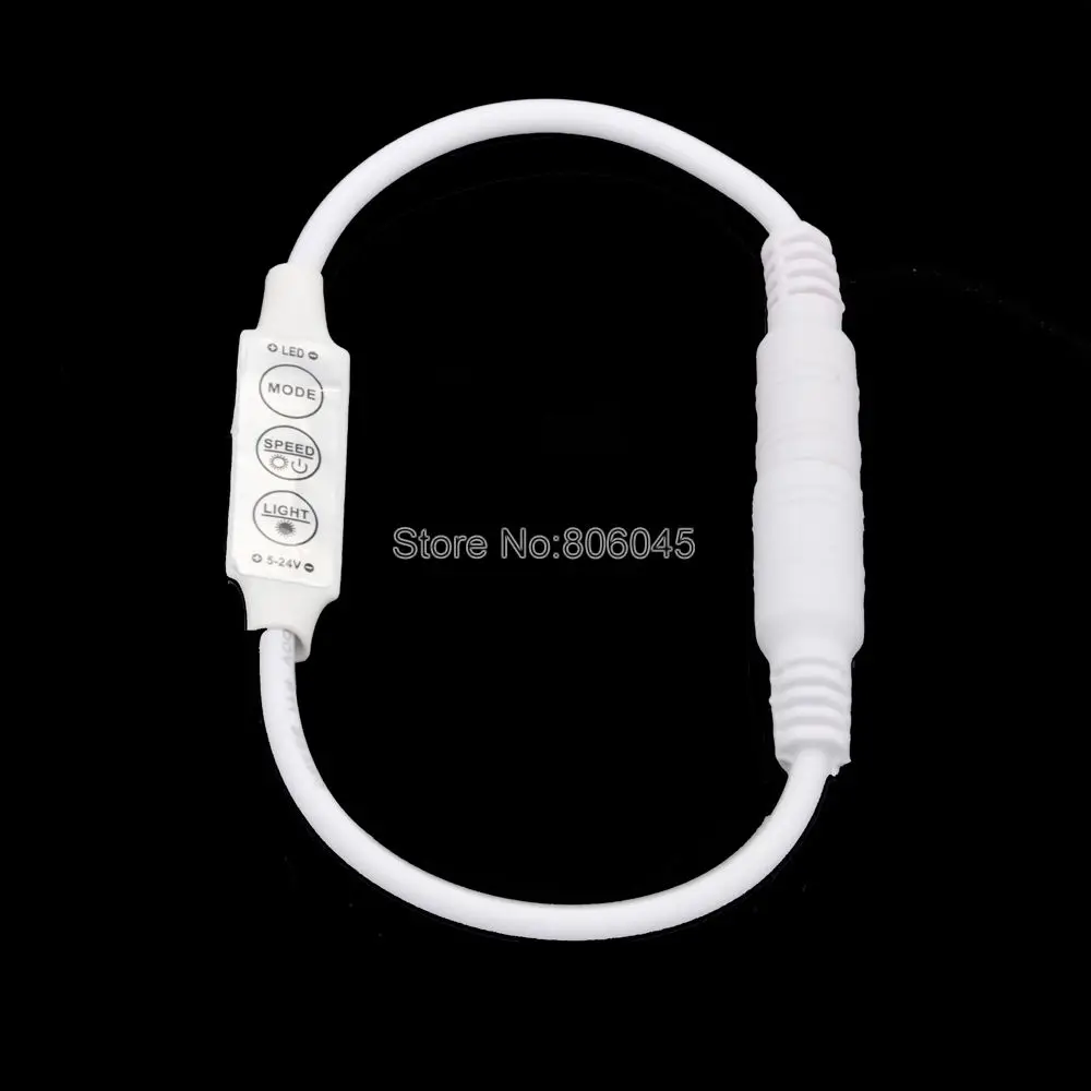 Фото 20pcs/lot DC12V 24V 6A Mini Inline 3Key LED Dimmer Controller with DC Connector for 3528 5050 5630 2835 3014 Single Color Strip №2