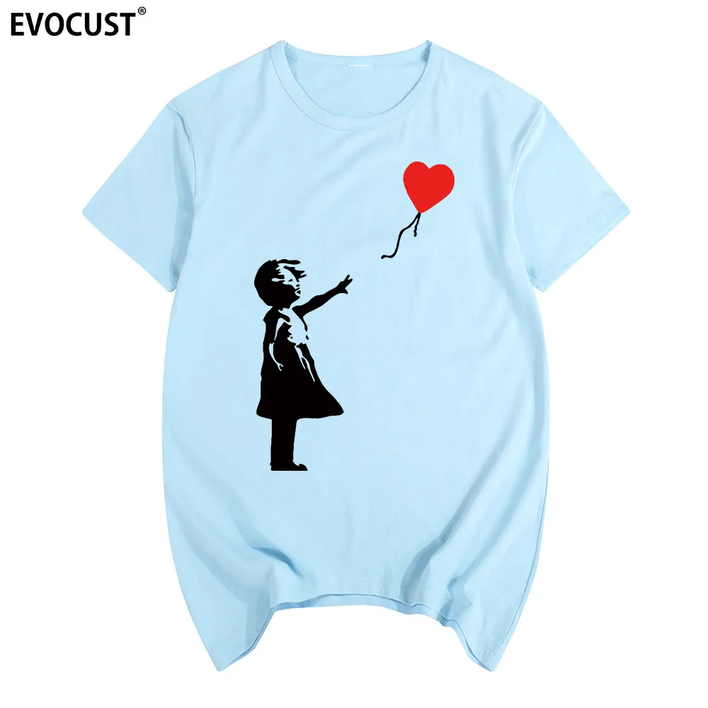 sky blue Футболка banksy Хлопковая мужская футболка новая футболка Wo Мужская s унисекс модная - Цвет: sky blue