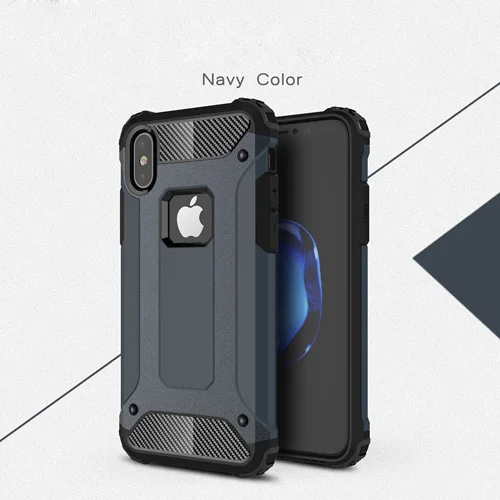 Для iphone X 8 plus XS Max XR чехол жесткий прочный Чехол для iphone 7 plus 6 S 6 5s SE 5 Гибридный Броня чехол для телефона двойная защита тонкий - Цвет: navy