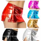 Сексуальная мини-юбка с эффектом мокрого попа, юбка со шнуровкой, блестящая металлическая танцевальная одежда CLL9203