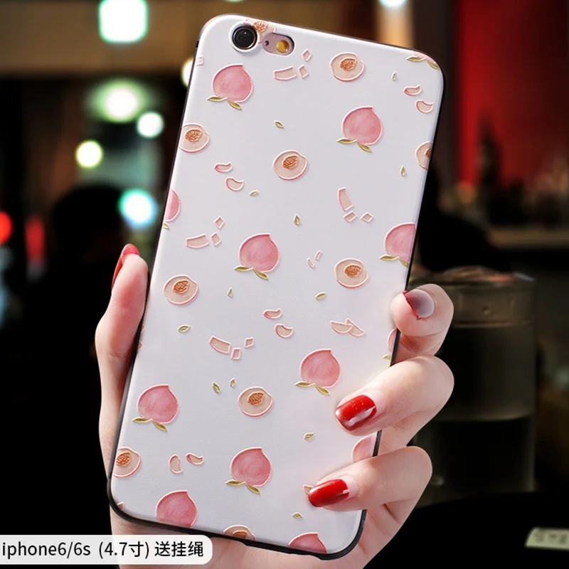 Мультяшный милый чехол с тиснением авокадо персик для Iphone XS MAX X XS XR 7 8 Plus 6 6S PLUS - Цвет: 1 FOR 6 6S