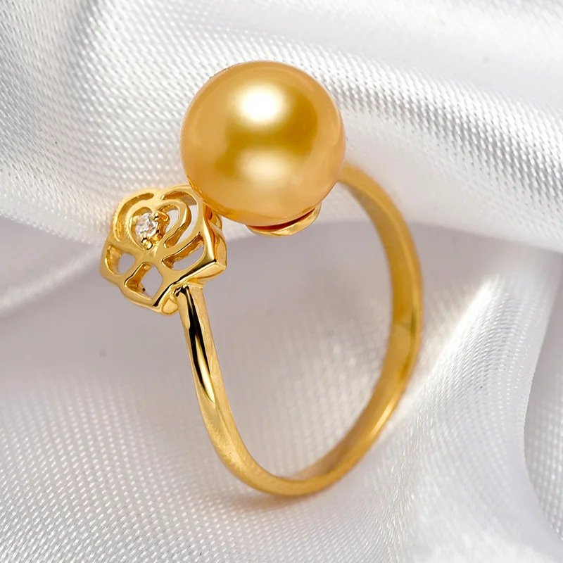 YS 18K Solid Gold Engagement Rose Ring 10-11mm South Sea Pearl Fine Jewelry | Украшения и аксессуары