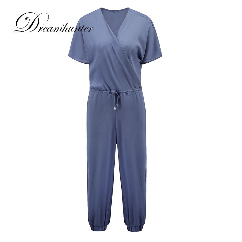 Женские комбинезоны летние модные элегантные с треугольным вырезом шифоновые