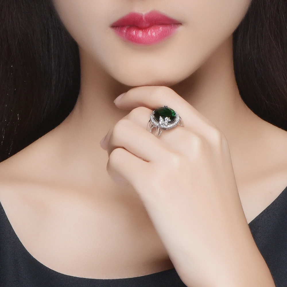 L & zuan кольцо с изумрудом и бабочкой 7.58ct Овальный зеленый драгоценный камень