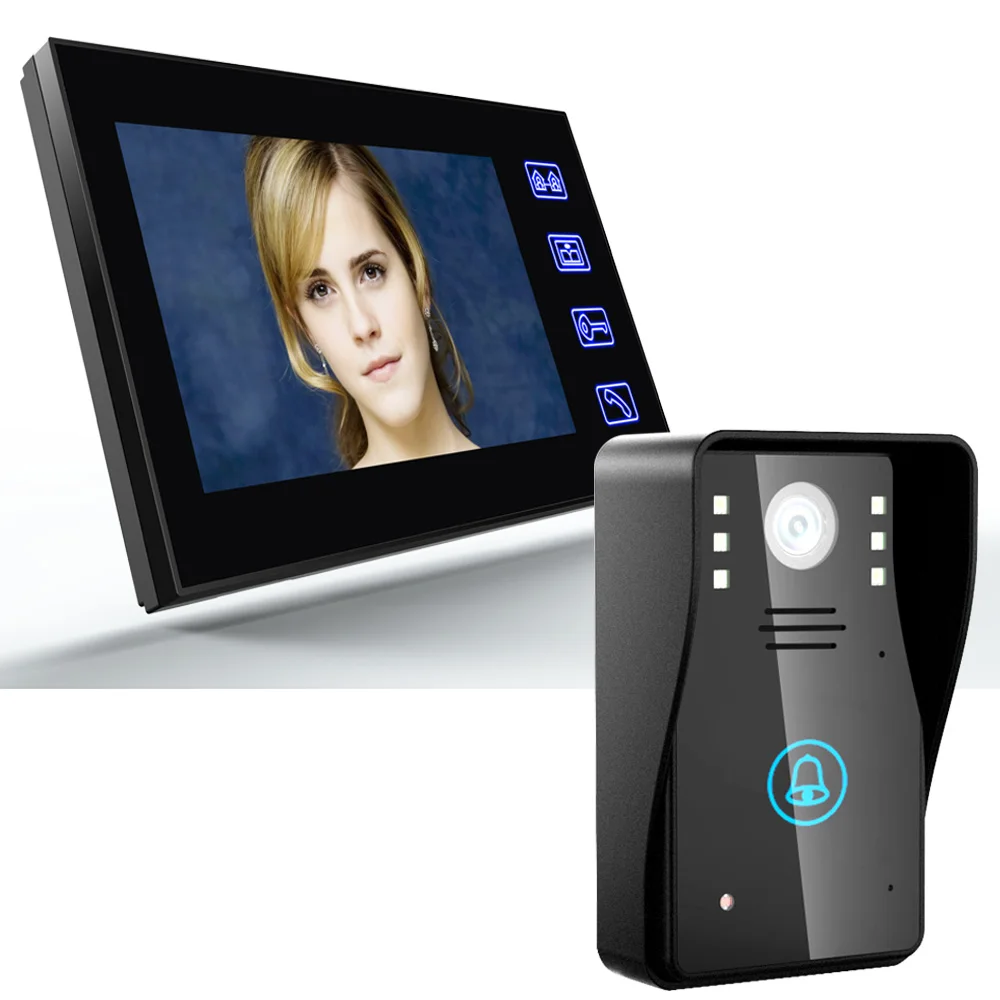 

Видеодомофон с сенсорной кнопкой, устройство для домашнего видеонаблюдения с 7 "экраном, ночным видением, удаленной разблокировкой