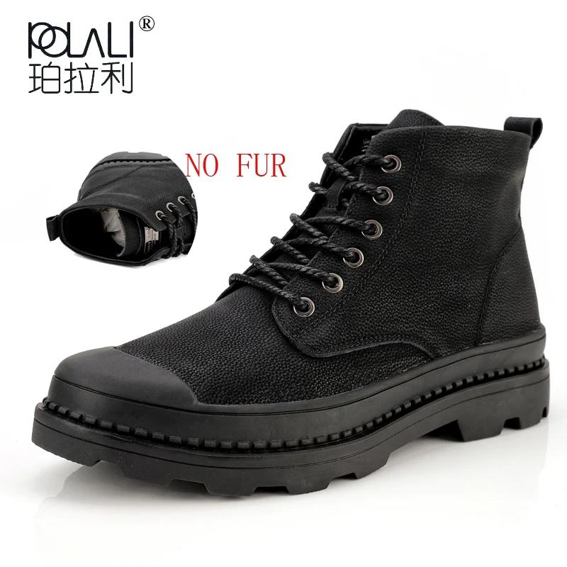 POLALI/высококачественные мужские ботинки из натуральной кожи зимние