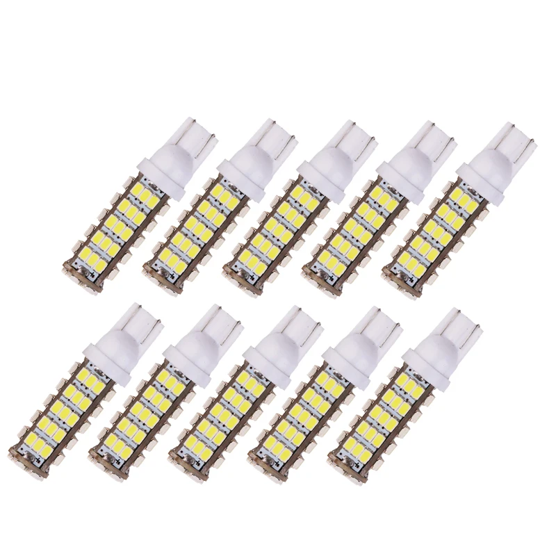 

10 шт., высококачественные 68 светодиодов 68smd 1206 3020 68 SMD светодиодный T10 Автомобильные W5W 194 927 161 лампы с клиновидным цоколем для номерного знака, белые