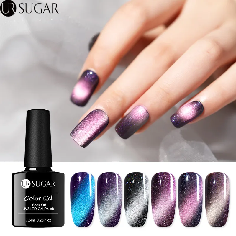 Ur Sugar 7,5 мл широкий УФ-гель кошачий глаз голографический лак с блестками Магнитный Гель-лак 5D эффект замачивания УФ-гель лак для ногтей