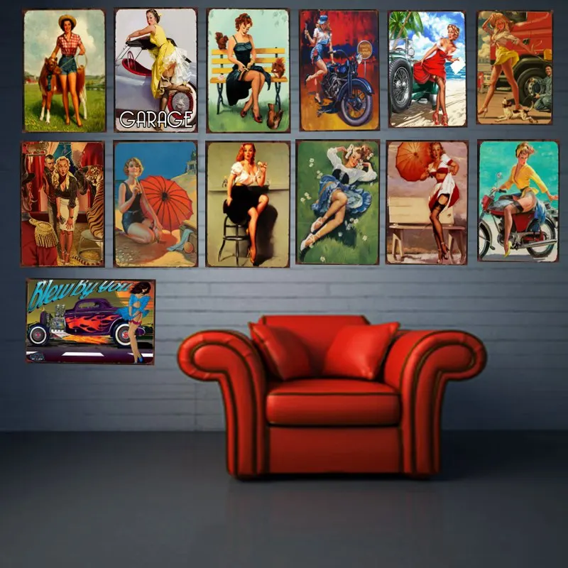 

Жестяная Табличка PIN UP GIRL, металлическая пластина, железная живопись, Настенная картина для гостиной, бара, кофейного дома, декоративное рем...