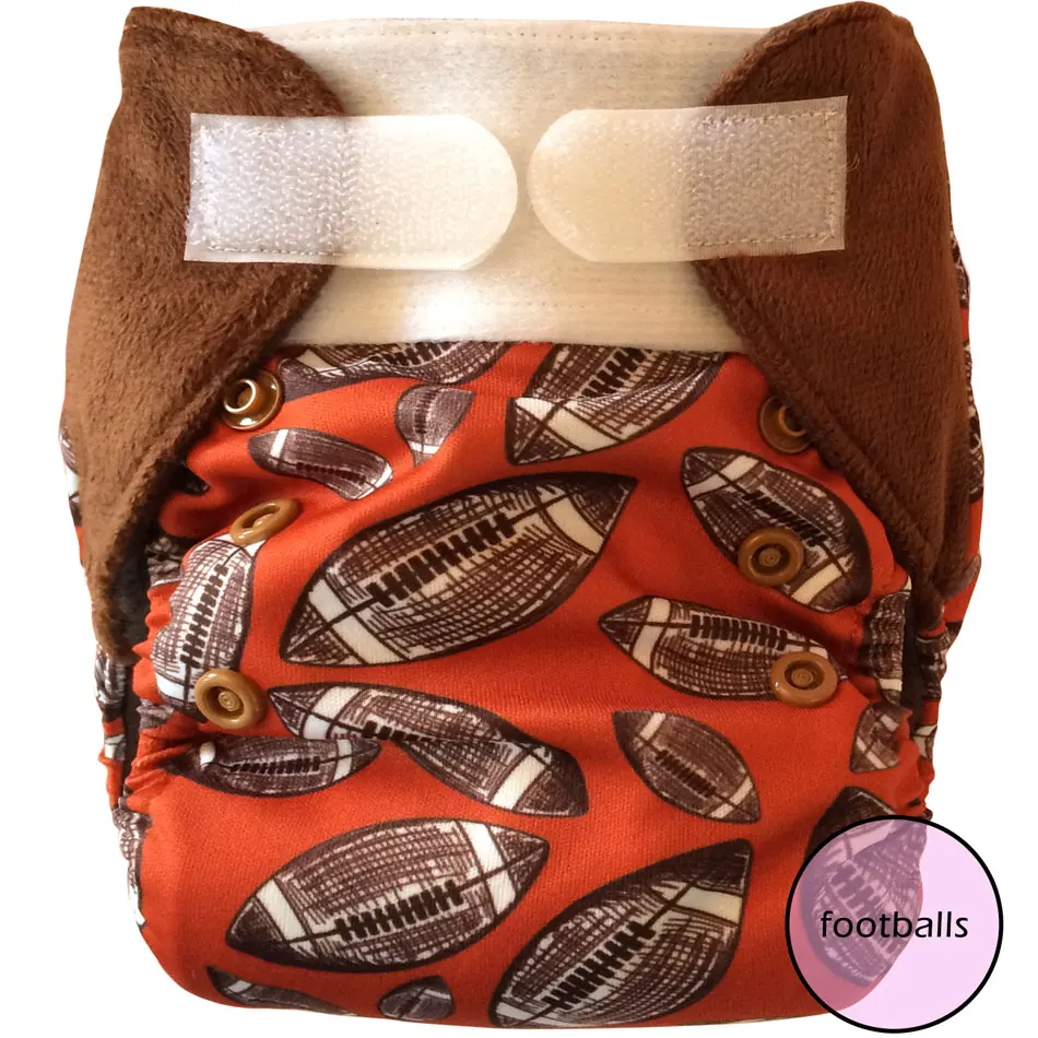 footballs Miababy(3 шт./лот) NB& S карман и AIO ткань пеленки с вставка из пеньки, подходит 0-6 месяцев ребенок или 6-19lbs ребенок - Цвет: footballs