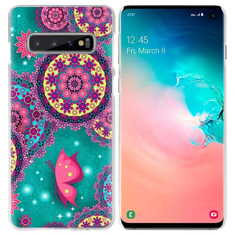 Бабочка цветок чехол с мандалой для samsung Galaxy S10 5G S10e S9 S8 M30 M20 M10 J4 J6 плюс J8 Note 8 9 прозрачный чехол для телефона из прочного поликарбоната C - Цвет: 05