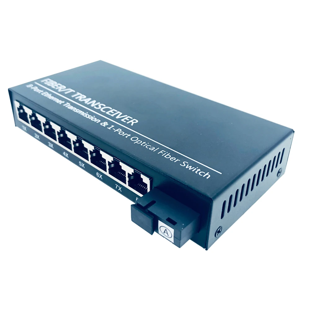 10/100 м одноволоконный 1310 нм в сторону 8 * RJ45 порт волоконный Переключатель 20 км