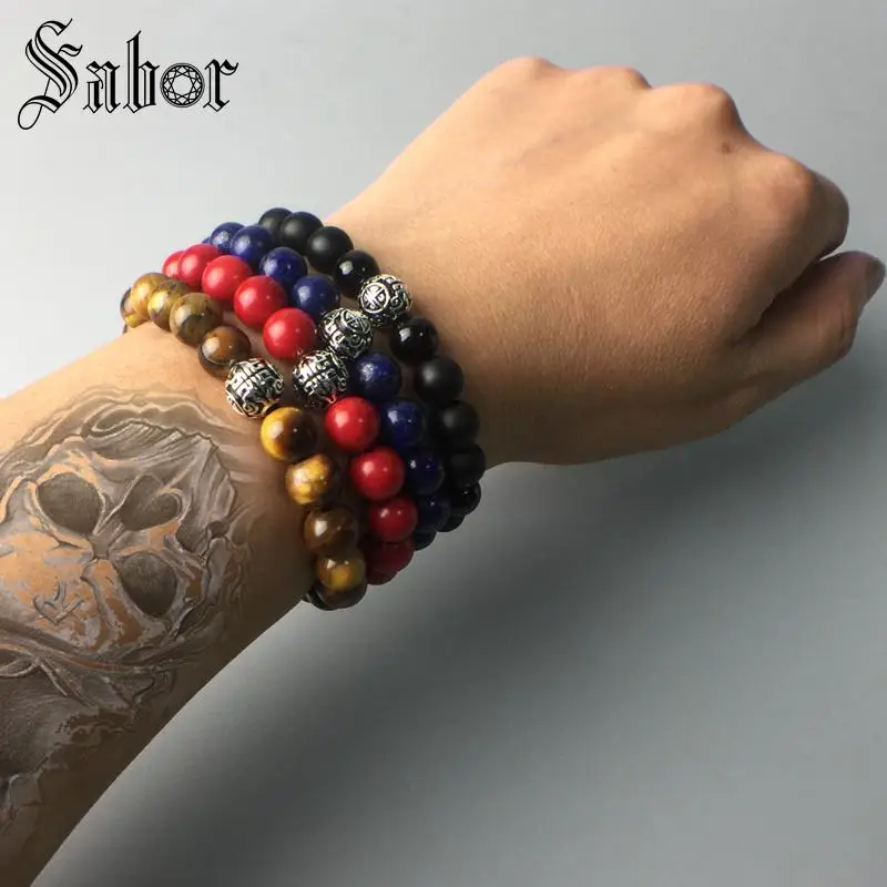 Аксессуары буддийский молитвенный браслет из бусин с большим блеском этническое