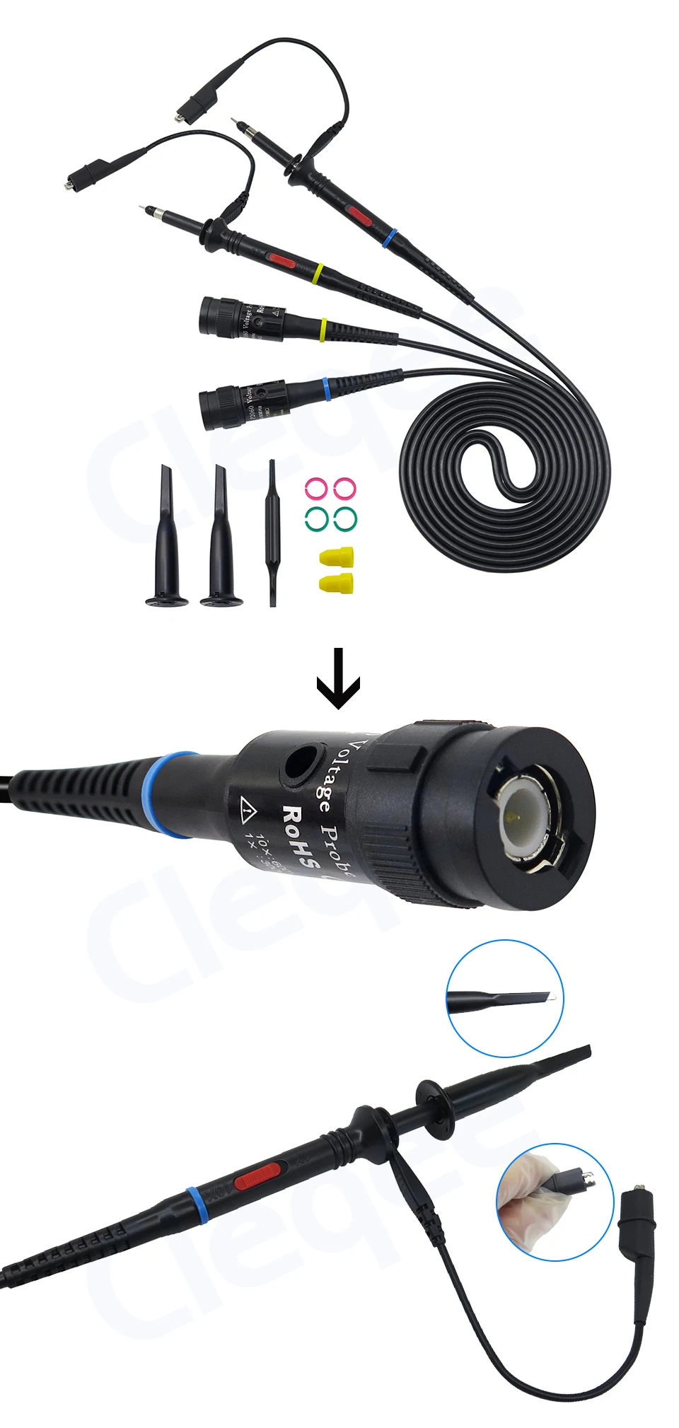 Cleqee P1260D многофункциональный набор тестовых проводов осциллограф зонд Сменный мультиметр тестовый провод