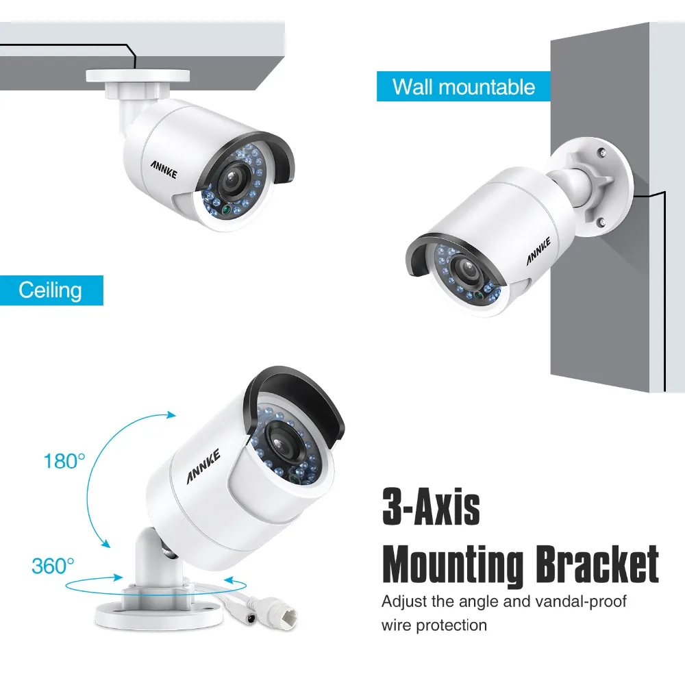ANNKE 4MP HD POE безопасности Пуля IP камера 30 м ночное видение с IP66 Всепогодный