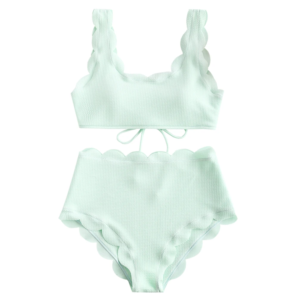 ZAFUL Scalloped текстурированный комплект бикини Спортивная одежда купальник женский бикини