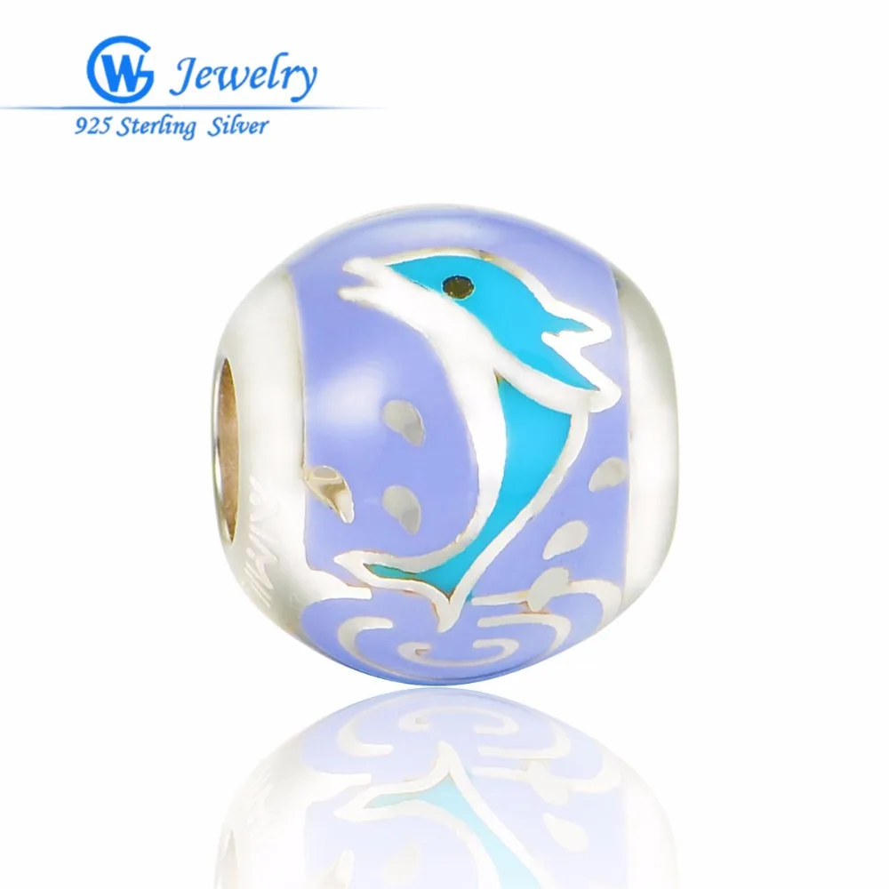 Ювелирные изделия из стерлингового серебра синий Дельфин серебро эмаль Шарм