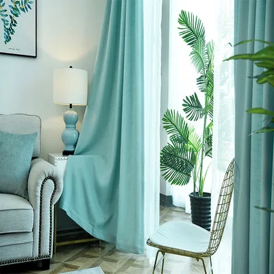 High-end living room bedroom balcony curtains solid color thick linen curtain custom | Дом и сад