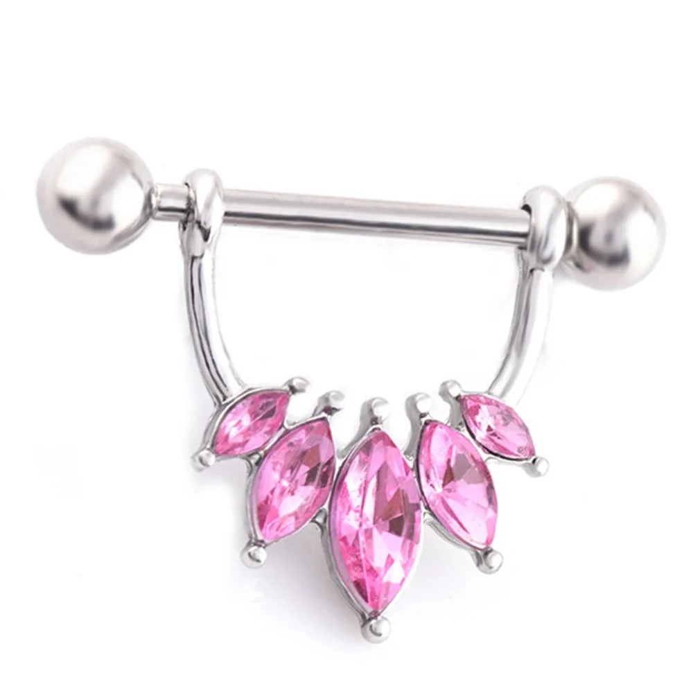 1 PC (14G) Faux Pearl Pendant Breast Nails Hypoallergenic Flower Shaped Puncture Nipple Rings Piercing Jewelry For Women | Украшения и