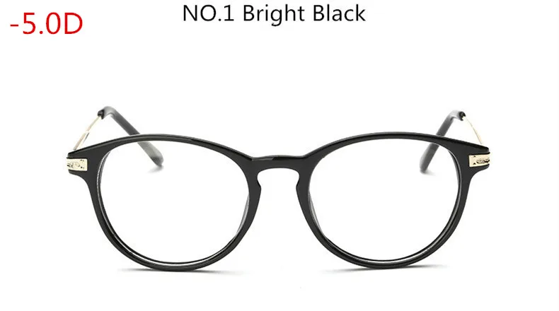 Myopia 500 Блестящая черная оправа близорукие студент готовой близорукость очки Для женщин Для мужчин с диоптриями-50-100-150-200-250-300-350~-500-550-600 - Цвет оправы: Myopia 500