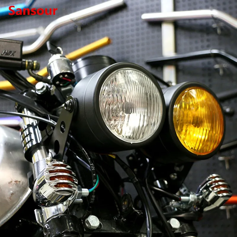 Sansour двойная фара для мотоцикла лампа мотокросса уличный велосипед Доминатор Harley