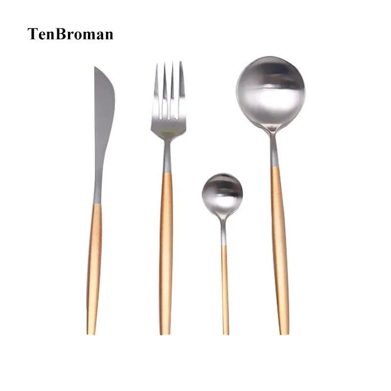 Столовые приборы TENBROMAN 4 шт./компл. столовые из нержавеющей стали Новое