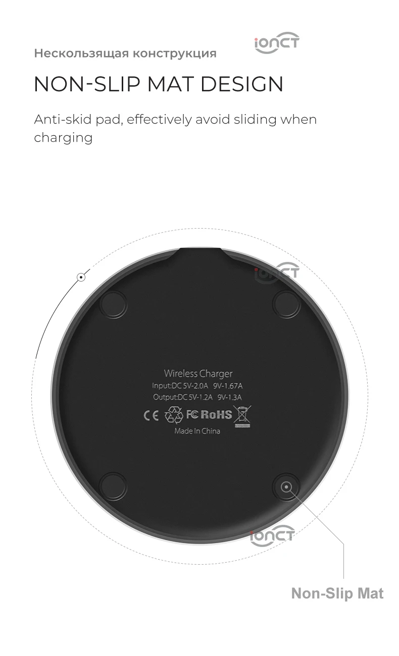 IONCT QI Беспроводное зарядное устройство для iPhone X XR 8 7 Plus XS Max зарядная док-станция для samsung S8 S9 для huawei Xiaomi зарядная площадка для телефона