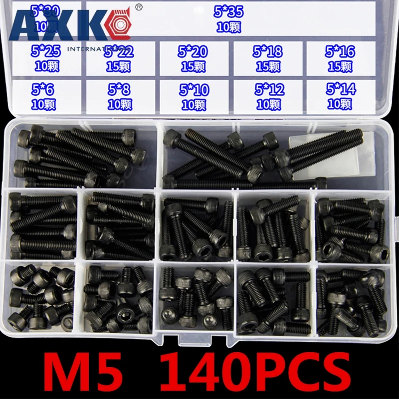 AXK 260 шт M3/M4/M5/M6/M8/M10 высокопрочные болты 12,9 Набор шестигранных винтов