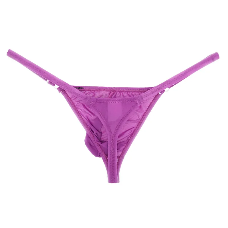 Стринги мужские прозрачные из ледяного шелка пикантные Гладкие трусы тонги с