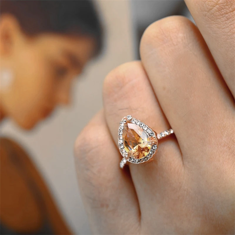 Женское Обручальное Кольцо FNIO обручальное кольцо из розового золота с цирконием