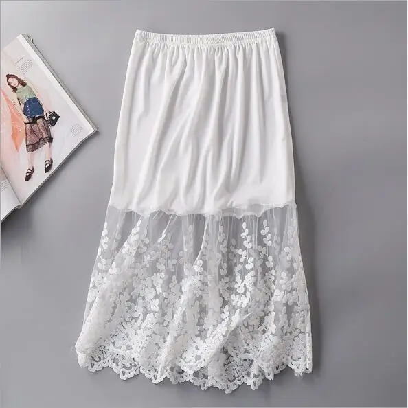 Женская винтажная черная юбка с цветочным принтом белая кружевной отделкой