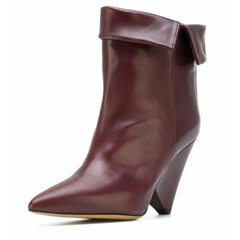 dark wine red Buono Scarpe/ботильоны на высоком тонком каблуке с острым носком без застежки; модные брендовые дизайнерские короткие однотонные женские ботинки; botas Mujer - Цвет: dark wine red