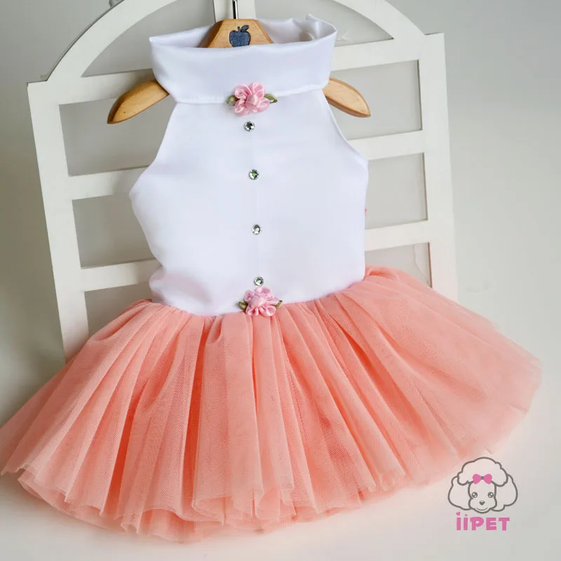 Вечерние платья принцессы из хлопка с цветочным кружевом одежда для собак щенков