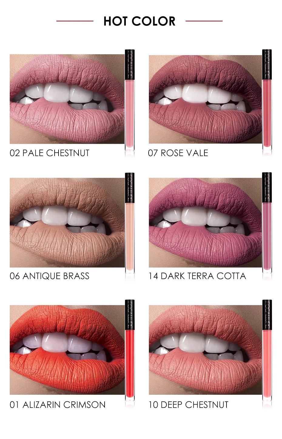 Матовая губная помада FOCALLURE Labiales, 14 цветов, легко носить, стойкий Жидкий блеск для губ, макияж Pintalabios Batom Matte Comestics