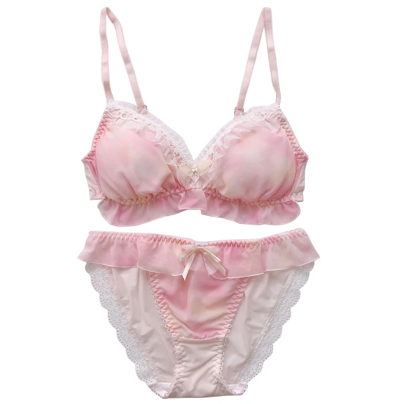 Комплект нижнего белья из шифона с бантом и рюшами нижнее белье в японском стиле