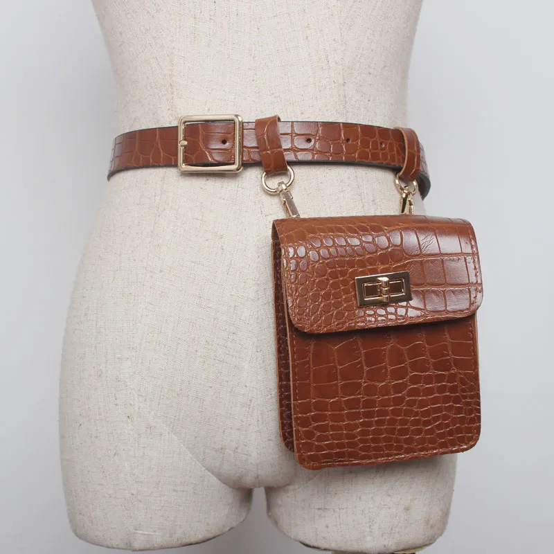 Brown Waist pack Женские карманы пояс сумка крокодиловый узор модная сумка женская банановая сумка мода прилив сумка - Цвет: Brown Waist pack