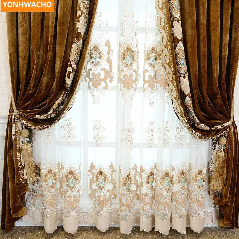 Шторы на заказ с вышивкой роскошная французская спальня плотная бархатная