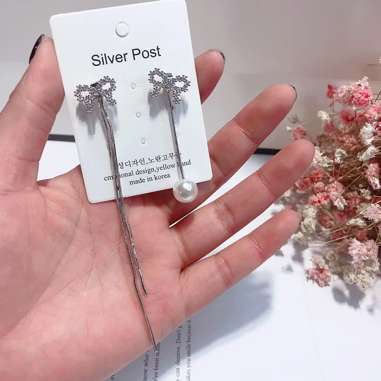 Лук цветочное сердце star pearl Цирконий кисточкой серьги серебро 925 Сообщение