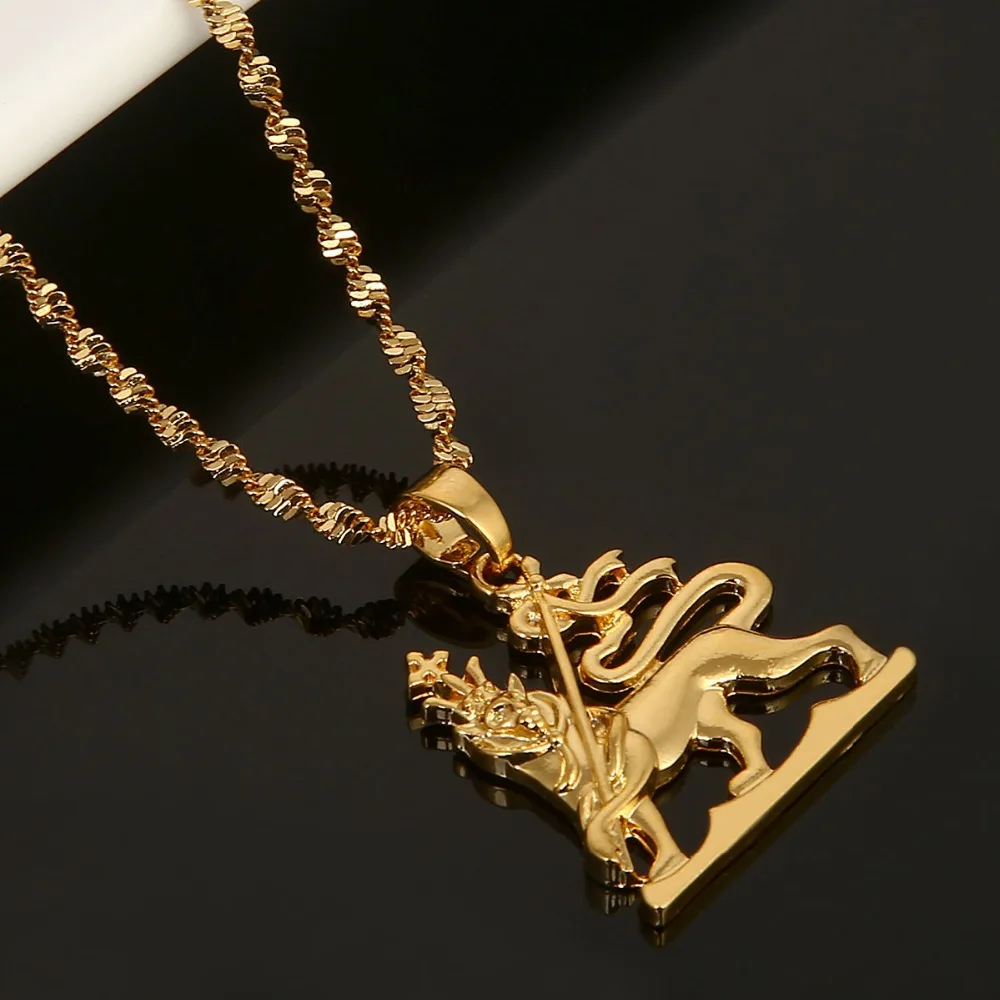 Gold Color Pendant Africa Ethiopia Map Lion King Jewelry for Women Men Gift Wedding Bridal Party | Украшения и аксессуары