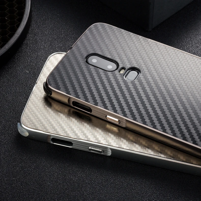 Luxury Hybrid Case For OnePlus 6 Hard Carbon fiber Metal Bumper+PC Back Cover one plus oneplus6 full cover phone shell |