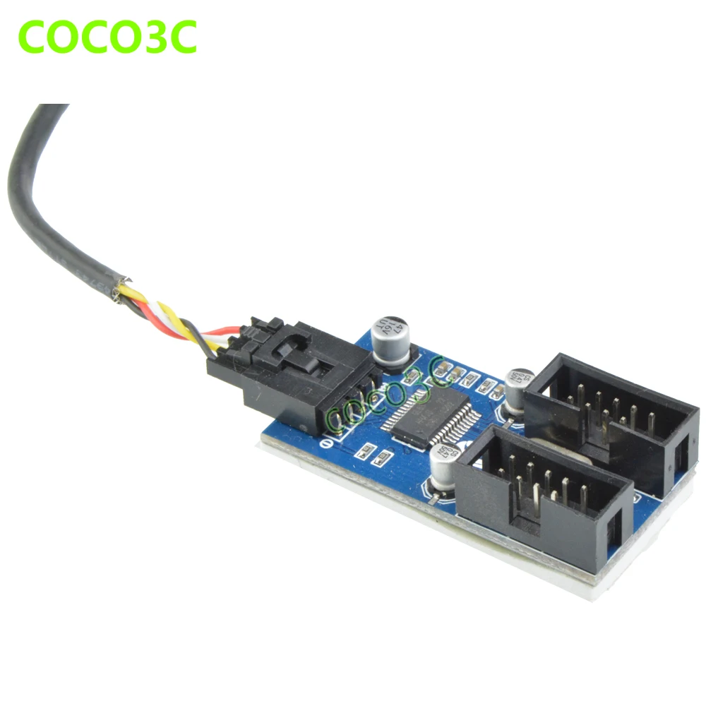 9Pin USB header 1 to 2 / 4 ports 9P Female Extension Cable Desktop Motherboard 9-pin Port multiplier Card HUB Adapter | Компьютеры и