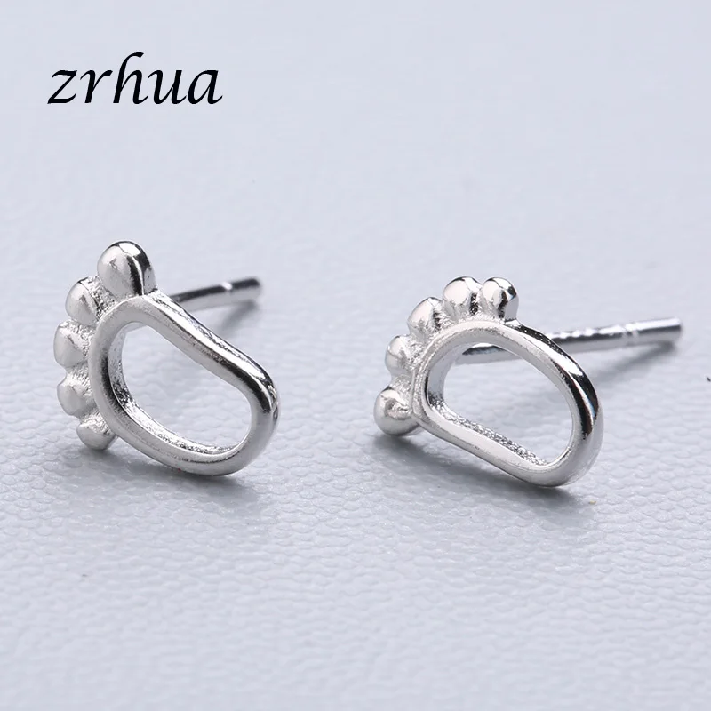 foot ZRHUA 925 пробы серебряные сплайсинга милые серьги-гвоздики с животными для женщин повседневные Девушки Brincos личность Стерлинговое Серебро-ювелирные изделия - Окраска металла: foot