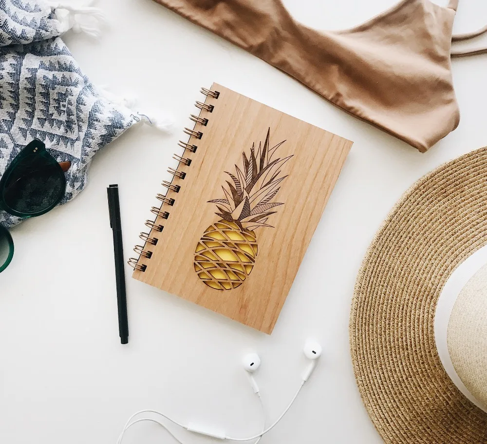 Записная книжка Pinapple A5 деревянная записная подарок для учителя Деревянный