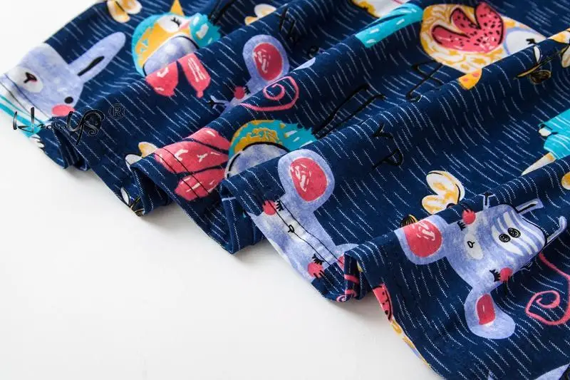 Новинка, Цветочная Пижама, Женская хлопковая ночная рубашка, милый мультяшный принт, принт с животными, пижама, женская пижама, домашняя одежда, ночное белье