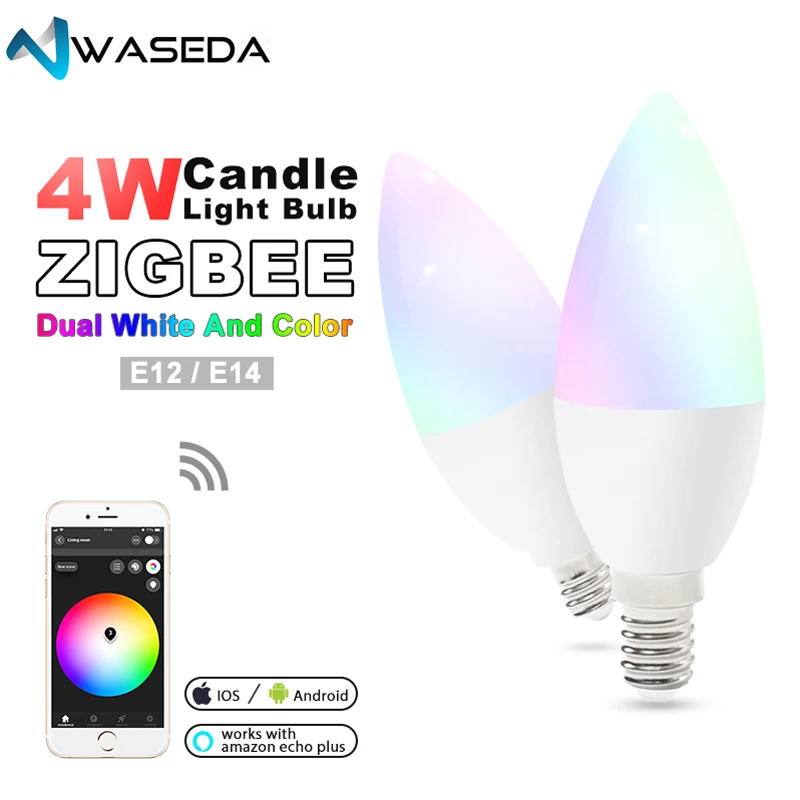 WAESDA zigbee zll led 4 Вт светильник в форме свечи rgbww Красочные rgb + cct смартфон приложение