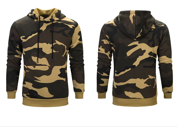 Men Camoflage Hoodie Hooded Sweatshirt Military Camo Pullover Fashion Thick Hoodies Slim Fit Fleece Sportswear Hoody Male