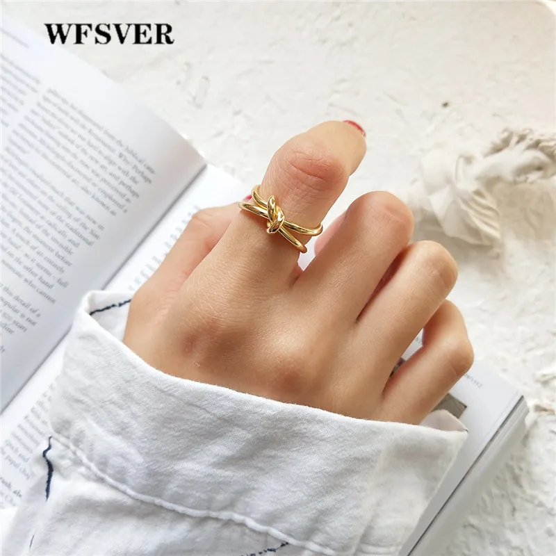 WFSVER женские Кольцо из стерлингового серебра 925 в Корейском стиле золотого цвета
