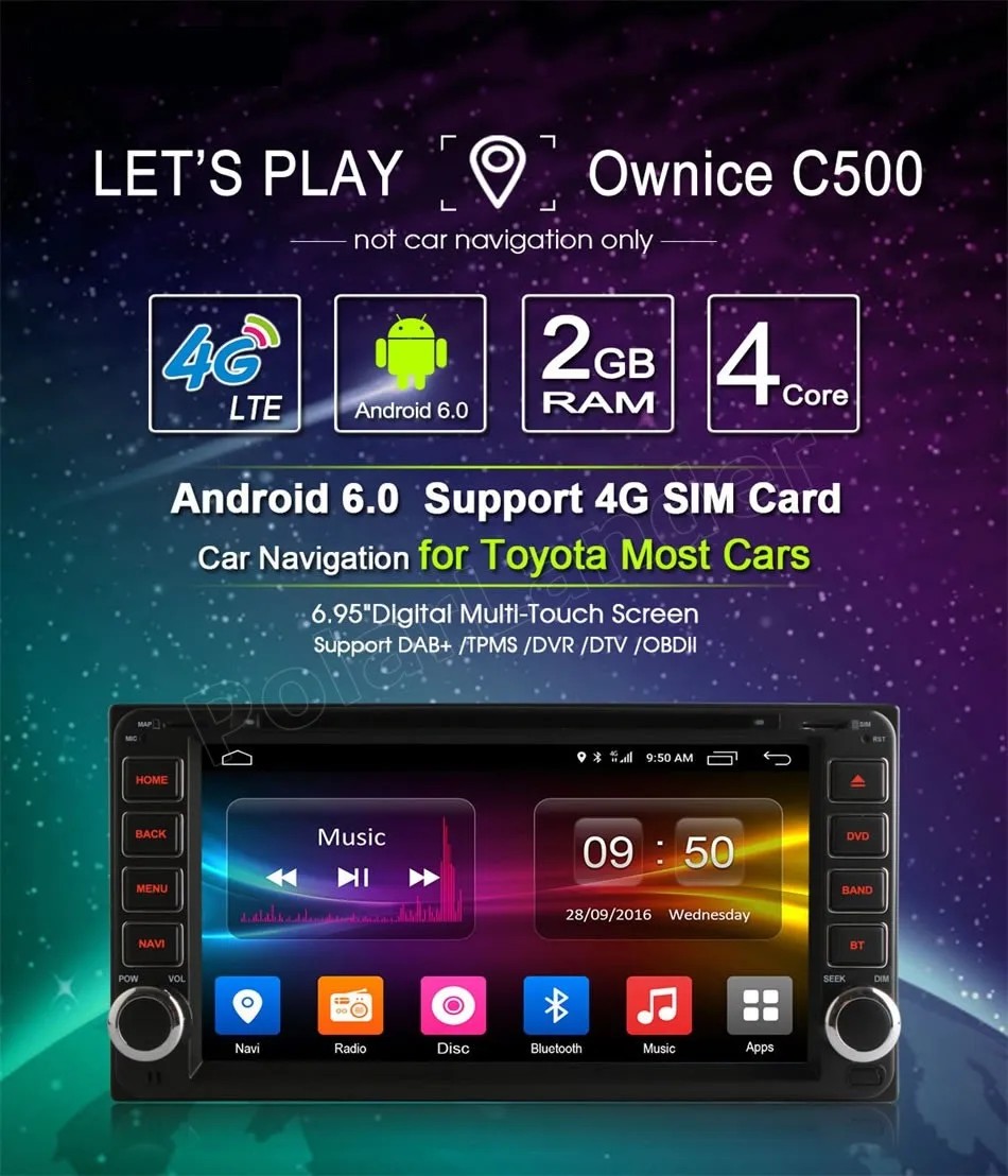 Android 6 0 радио четырехъядерный автомобильный dvd плеер стерео для Toyota Hilux VIOS Old Camry Prado