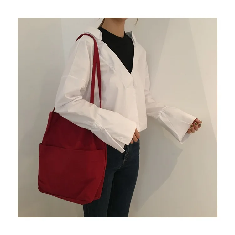 

New Women Shopping Bag Ladies Single Shoulder Bag Totes Eco HandBag Daily Use Foldable Canvas Bag Canvas Teens Girls Female Hook