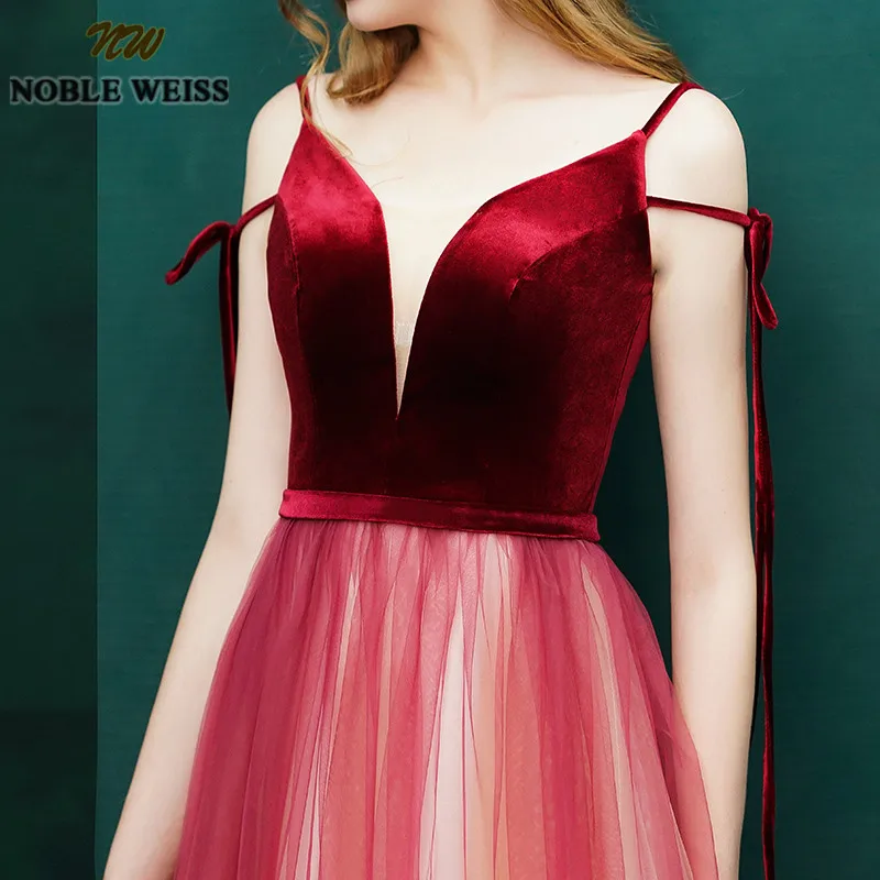 NOBLE WEISS Glamours темно красные платья для выпускного вечера 2019 сексуальное длинное